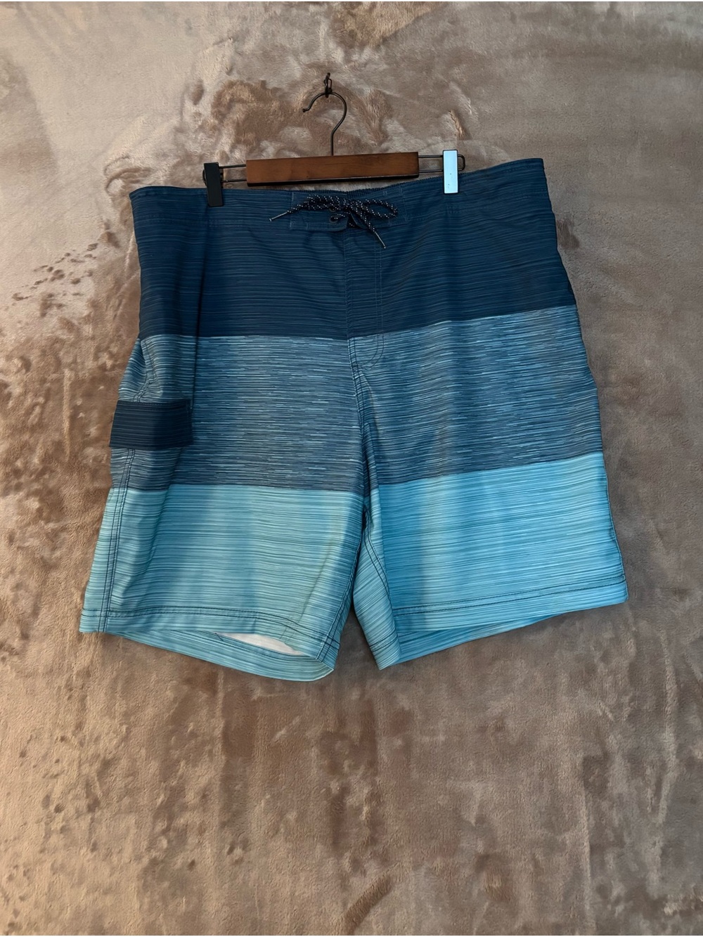 George Ombre Boardshorts Swim Trunks Men’s Size XL Blue Aqua Quick-Dry